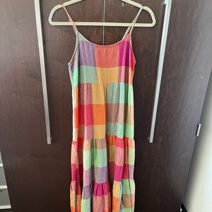 patchwork strappy midi dress